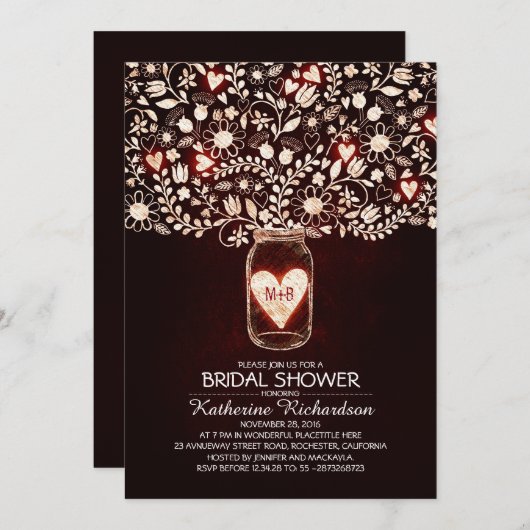 ライツメイ素朴ンジャーブライダルシャワー招待状 招待状 (正面/裏面)