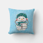 ライツ白熱［赤熱］光を放つウィンター疑問に思雪だるまクリスマス クッション (正面)