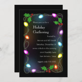 ライツ白熱［赤熱］光を放つホリデーパーティー招待状 招待状 (正面/裏面)