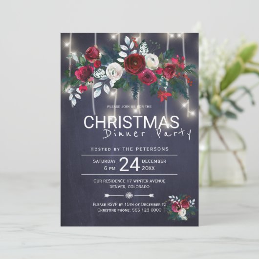 ライツ素朴ウィンターフローラクリスマスディナーパーティー 招待状 (スタンド正面)