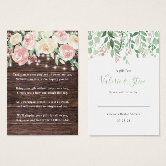 ライツ素朴ノーラップシャワー表示ギフトラベル (正面&裏面)