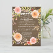 ライツ素朴ンウッドブライダルシャワーフローラリース 招待状 (スタンド正面)