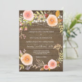 ライツ素朴ンウッドブライダルシャワーフローラリース 招待状 (スタンド正面)