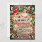 ライツ素朴ー白熱［赤熱］光を放つアイビーホリークリスマスパーティー 招待状 (正面)