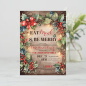 ライツ素朴ー白熱［赤熱］光を放つアイビーホリークリスマスパーティー 招待状 (スタンド正面)