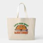 ライティングが楽しい 著者 カートゥーン スローガン ラージトートバッグ (裏面)