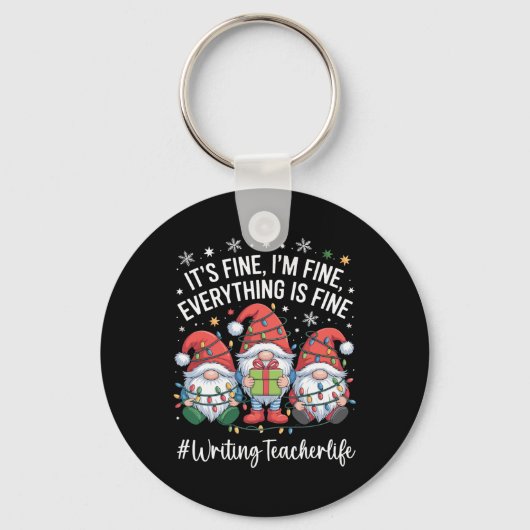 ライティング先生の gnome Everything Is Fine おもしろクリスマス キーホルダー (正面)
