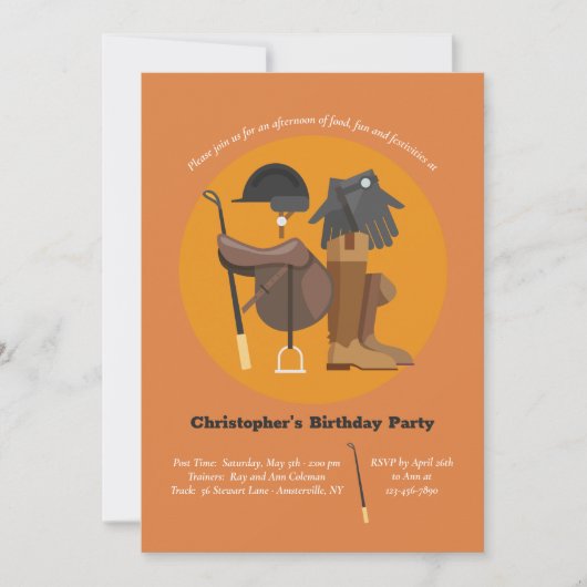 ライディングエレメンツエクエストリアン誕生日招待状 招待状 (正面)