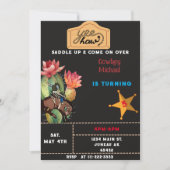 ライディングカウボーイウエスタンサボス誕生日 招待状 (正面)