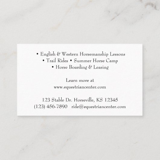 ライディングクロップ&馬タックパープルエクストリアン 名刺 (裏面)