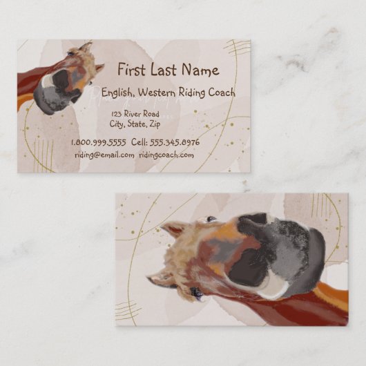 ライディングコーチイングリッシュウェスタンおもしろいホース 名刺 (正面/裏面)