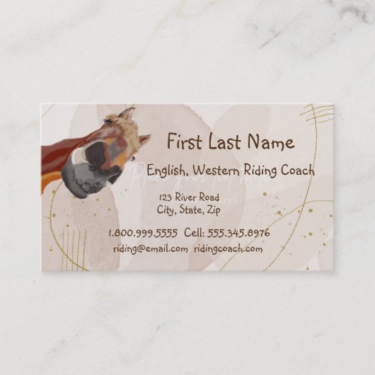 ライディングコーチイングリッシュウェスタンおもしろいホース 名刺 (正面)