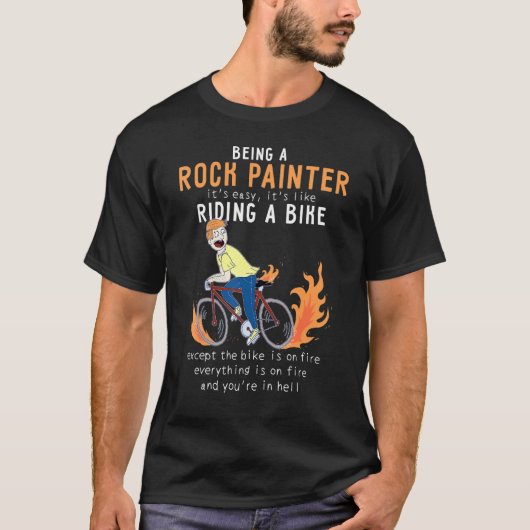 ライディングバイクサイクリストのようなロックペイおもしろいター1 Tシャツ (正面)
