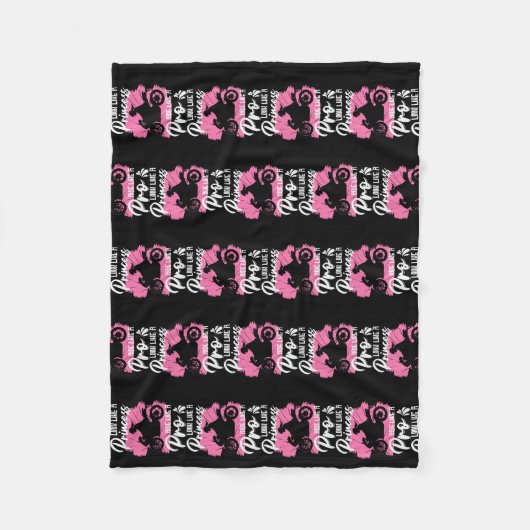 ライディングバイクバイクもしくは自転車に乗る人ガールバイクサイクリング フリースブランケット (正面)