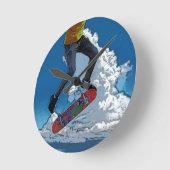 ライディング・ザ・ウィンド – スケートボーダーポスター ラウンド壁時計 (傾斜)