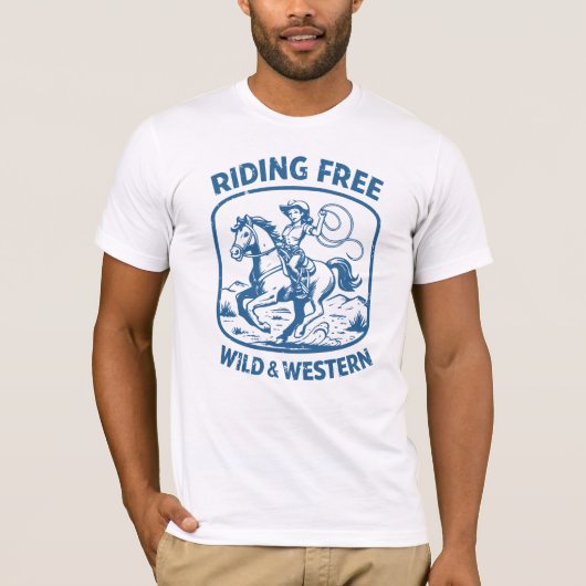 ライディング フリー — ワイルド&ウェスタン Tシャツ (正面)