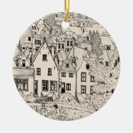 ライデンサウスオランダペンインクスケッチ セラミックオーナメント