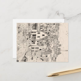 ライデンサウスオランダペンインクスケッチ ポストカード