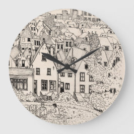 ライデンサウスオランダペンインクスケッチ ラージ壁時計