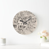 ライデンサウスオランダペンインクスケッチ ラージ壁時計 (ホーム)