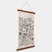 ライデンサウスオランダペンインクスケッチ 吊り下げ型タペストリー (傾斜あり)