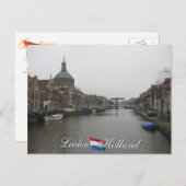 ライデン運河と教会の街並オランダのはがき ポストカード (正面/裏面)