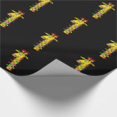 ライトおもしろいなギフトを持つお洒落なクリスマスのキリン ラッピングペーパー (角)