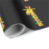 ライトおもしろいなギフトを持つお洒落なクリスマスのキリン ラッピングペーパー (ロールコーナー)