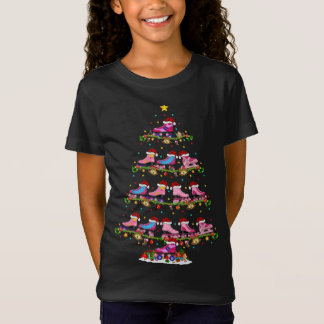 ライトおもしろいクリスマスサンタ・ローラー・ダービークリスマスツリー Tシャツ