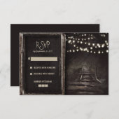 ライトおよび木道素朴な結婚RSVPのカード 出欠カード (正面/裏面)