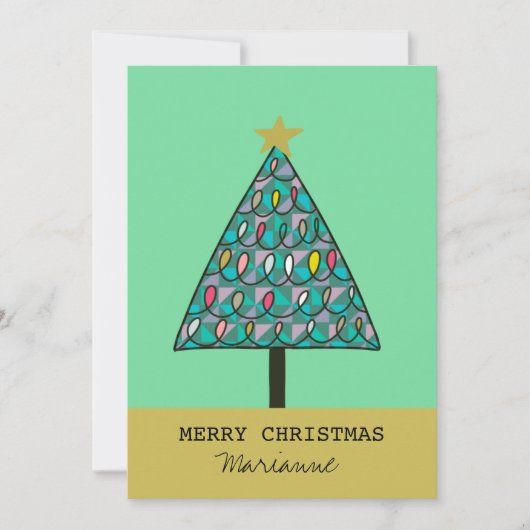 ライトお洒落付きクリスマスツリー招待状 招待状 (正面)