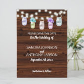 ライトが付いた素朴なメイソンジャー Save The Date セーブザデート (スタンド正面)