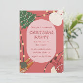 ライトが付いた遊び心あふれるクリスマスキャラクター達 招待状 (スタンド正面)