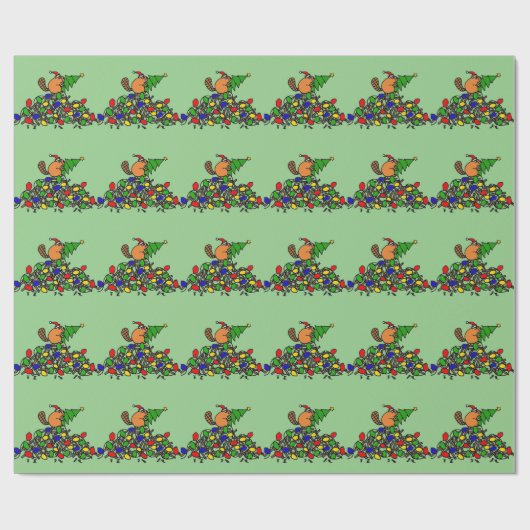 ライトが付いているおもしろいなビーバーのクリスマスのダム ラッピングペーパー (フラット)