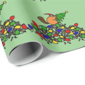 ライトが付いているおもしろいなビーバーのクリスマスのダム ラッピングペーパー (ロールコーナー)