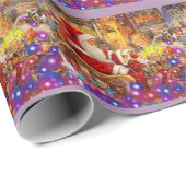 ライトが付いているサンタ ラッピングペーパー (ロールコーナー)