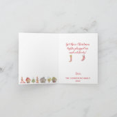 ライトが巻き付いた遊び心のあるキリンの足のクリスマスカード シーズンカード (内部)