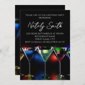 ライトが当たるマティーニグラスに入った様々なカクテル 招待状 (正面/裏面)