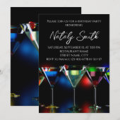 ライトが当たるマーティーニグラスに入った様々なカクテル 招待状 (正面/裏面)