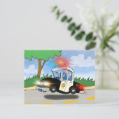 ライトが点滅する漫画のパトカー ポストカード (スタンド正面)