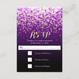ライトきらめくパープルウェディングRSVP 出欠カード
