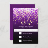 ライトきらめくパープルウェディングRSVP 出欠カード (正面/裏面)