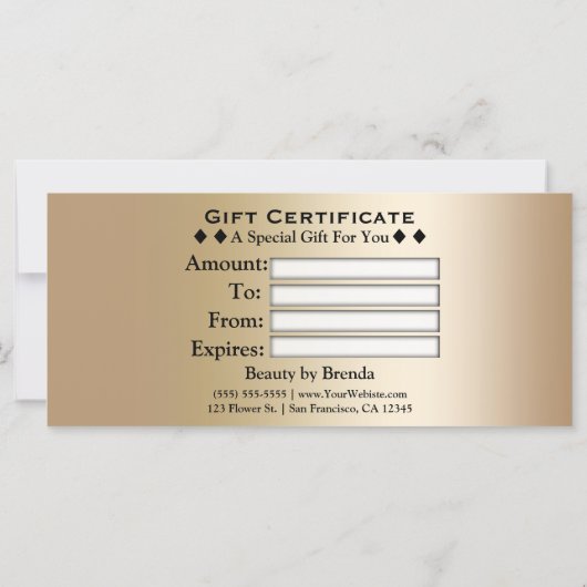 ライトきらめく金ゴールドグラムモノグラムギフト証明書 (裏面)