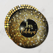 ライトきらめく金ゴールドグリッターナイトパーティー招待状 招待状 (正面/裏面)