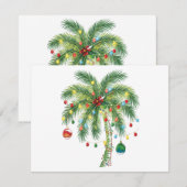 ライトとオーナメントのトロピカルクリスマスパームツリー シーズンカード (正面/裏面)