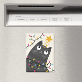 ライトとクリスマスツリーのてっぺんの飾りが可愛い猫 マグネット (インサイチュ (食洗機))