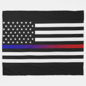 ライトとサイレンの細線フラグ フリースブランケット (正面(横))