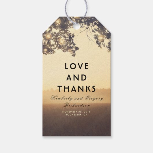 ライトとツリーの素朴結婚枝 ギフトタグ (正面)