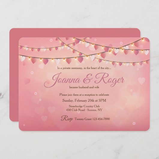 ライトとハートのストリング 受付招待状 招待状 (正面/裏面)