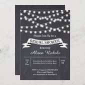 ライトとバナーの結婚ブライダルシャワー 招待状 (正面/裏面)